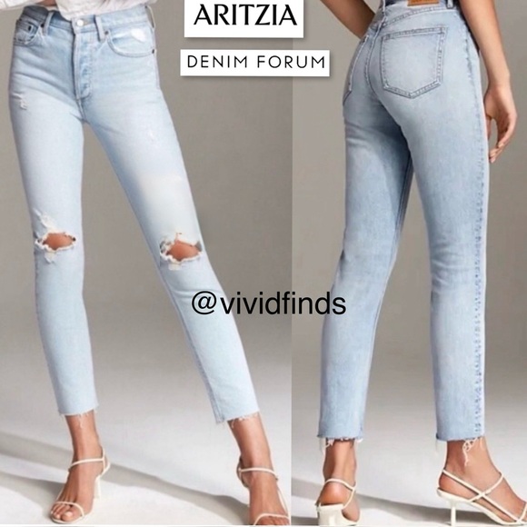 Aritzia Denim - Aritzia Denim Forum THE YOKO HIGH RISE SLIM JEANS 27 Light Wash Distressed 77987